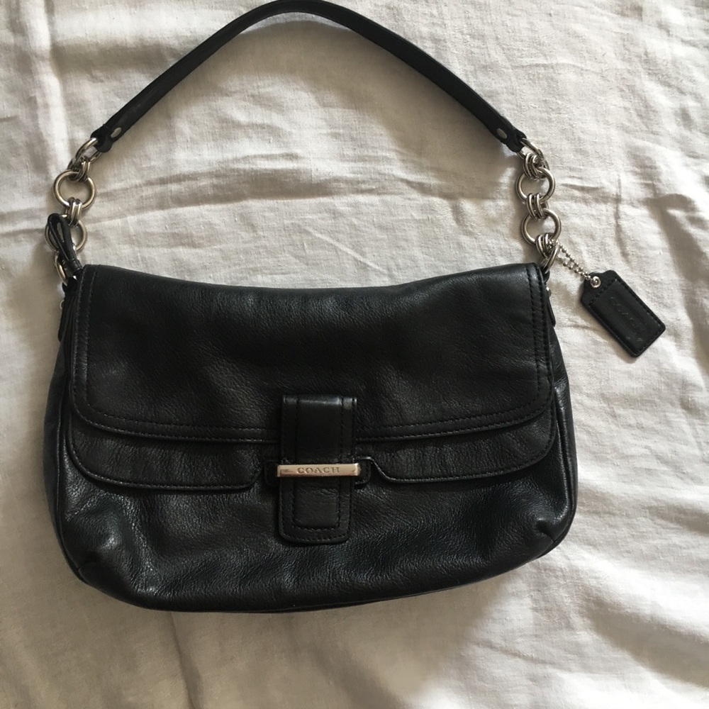 Plush Black Leather Coach Purse